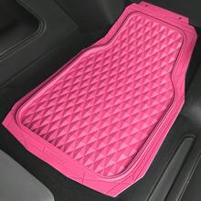 CAR PASS Heavy Duty Rubber Pink Car Floor Mats Deep Dish AllWeather Full Set Durable AntiSlip 3D Rhombus Waterproof Trim To Fit Liner Universal Fit Automotive Sedan SUV Truck 3 Pcs Hot Pink - 熱粉紅色 - 查看 8