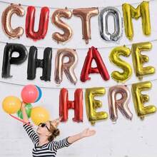 16 英寸巨型字母气球，定制铝箔气球，个性化短语、文字、谚语气球横幅，婚礼派对用大气球默认金色气球 - 銀色 - 查看 7