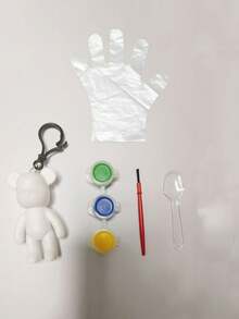 10 pezzi Set di pittura fai-da-te con orsetti fluidi, decorazione graffiti dipinta a mano, comprende colori, cucchiai, orsetti di plastica, pennelli, forniture creative per artigianato, set di pittura per il ritorno a scuola, laurea, eventi di festa, regali significativi per le vacanze, adatto anche per riempire le calze di Natale (disponibili orsetti con testa grande e testa piccola, colori casuali)