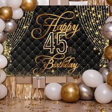 Happy Birthday Banner Backdrop Decorations Royal Curtain Black And Gold Bday Background For Women Men Photography Party Decor Supplies-6958 - 45 - Xem 2