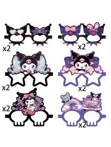 12 قطعة نظارات ورقية بتصميم كاريكاتير كورومي والقطط، ديكورات حفلة عيد الميلاد وحفلات المناسبات، إكسسوارات للصور التذكارية