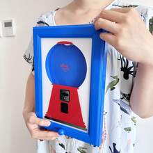 壁挂式方形糖果相框，糖果分配器相框，悬挂式糖果相框，相框内的口香糖机，方便快捷地分配糖果、坚果、狗和猫零食相框，糖果相框 - 藍色 - 查看 4