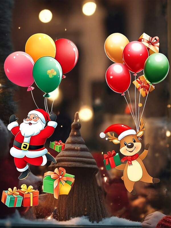 1pc Home Decoration Christmas Sticker Festive Christmas Window Stickers Christmas Snowflake Window Sticker Santa Claus & Reindeer With Balloons & Gifts Window Wall Art Decal Santa Claus Reindeer Sticker 15.75*15.75in/9.84*13.77in Ideal For Holiday Party Decorations Christmas Decorations Create A Holiday Atmosphere Room Decor Wall Decor Wall Stickers Wall Sticker Christmas Decorations Home