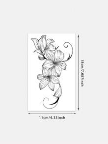 1 szt. Czarny tusz, delikatna, realistyczna naklejka tymczasowa z realistycznym kwiatem irysa, odpowiednia na imprezy, wesela i specjalne okazje, kwiatowy tatuaż tymczasowy, dodatek na imprezę, naklejka inspirowana naturą