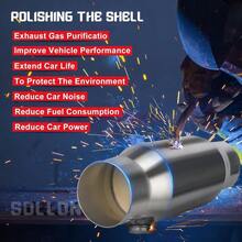 Convertidor catalítico universal de 2.5 pulgadas entrada y salida de 2.5 pulgadas de alto flujo frontal Cat Converter de ajuste directo con puerto O2 y escudo térmico compatible con EPA 2 unidades - como en la foto - Ver 5