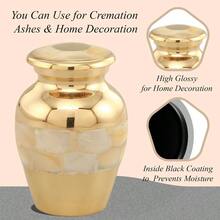 - Urn Ashes Adult Male Female Memorial Gifts, Ashes Keepsake L Aluminium Metal With Classic MOP Theme Velvet Box Handcrafted Memorial Box Funeral, 3 Cu In
