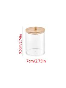2-in-1 Doppelschicht runde Baumwollstäbchen Aufbewahrungsbox mit Bambusdeckel, transparente Baumwollpad Organizer Box, Make-up Entferner Pad Halter für Zuhause Schreibtisch, Schmuck und Kosmetik