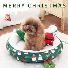 For All Dog Stuff & Cat Stuff: Large Calming Dog Bed, Luxuriously Thick & Plush Pet Mattress With Non-Slip Bottom - Supportive & Warm Bed For Large Dogs, Puppies, And Cats,Suitable For Indoor Use - màu xanh lá - Xem 1