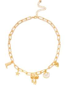 1pc Fashion Bow Seashell Charm Pendant Gold Color Alloy Multi-Pendant Necklace, Suitable For Daily Wear And Travel - 蝴蝶結+貝殼 - 查看 2