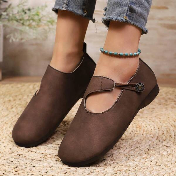 أحذية نسائية مسطحة جديدة - لون أحادي متعدد الاستخدامات، أنيقة وراحة، مزينة بإبزيم، مناسبة للمنزل وأنواع مختلفة من المناسبات