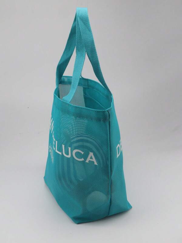 1pc Mesh Beach Bag, Transparent Handbag, Shoulder Tote Shopping Bag