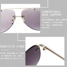 一副金属双梁眼镜，蟾蜍眼镜，无框个性时尚眼镜，百搭优雅休闲女式眼镜，适合日常佩戴、街头摄影、度假旅行、夏季海滩配饰、女士配饰、返校季 - 漸層灰 - 查看 7