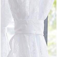 Lace Canopy Bed Curtains Set - 8 Panels 48"X78" White Canopy Curtains With Tie-Backs For Queen/King/Twin Beds, Coquette Vintage Bedroom Decor - 白色 - 查看 5