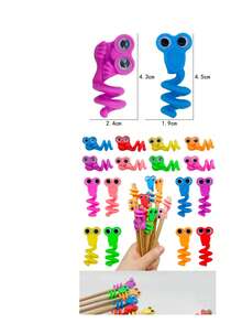 2pcs/4pcs/6pcs/8pcs Big Eye Bead Pencil Caps, Cute Design Soft Tip Student Pencil Small Gifts, Random Assortment