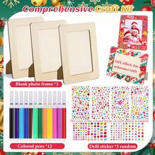 1/2/3 قطعة مجموعة إطار صورة فني لعيد الميلاد، إطار صورة خشبي DIY، إطار رسم للأطفال، المجموعة تشمل الراين ستونز، أقلام مائية، لديكور الإطار والمشاريع الفنية المخصصة، إطار عرض عمودي للمكتب، رسم غير مكتمل وإطار خشبي زخرفي، ديكور المنزل، عرض صورة مخصصة ومشاريع فنية هدايا لعيد الميلاد والتخرج