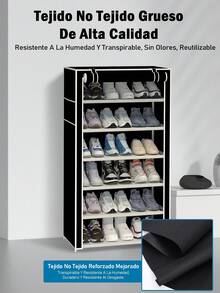 Zapatero Organizador 4/5/6/7/8/9 niveles con cubierta antipolvo, Estructuras de Acero y Conectores de Plástico, Para Almacenar y Guardar los Zapatos - 4to piso - Ver 5