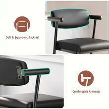Techigher Bar Stools Set Of 2, Kitchen Breakfast Bar Chairs With Upholstered Backrest & Footrest, Counter Height Barstools Set With Arms, Modern Kitchen Island Stool, For Kitchen Counter Apartment Pub - Black - View 4