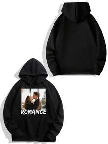 Customized Photo & Text Men's Hoodie Sweatshirt, Upload Your Own Image - Landscape/Anime/Lover/Family/Pet/Friend, Add Text - Name/Blessing/Holiday/Anniversary, Personalized Gift For Birthday, Valentine's Day, Father's Day, Party, Winter Fleece Hoodie