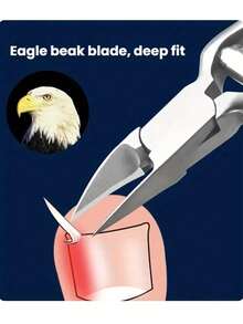 1pc Professional Podiatrist Foot & Toenail Clipper - Ultra Sharp Curved Blades, Stainless Steel, Suitable For Thick Nails And Ingrown Nails, Nail Care | Precision Scissors | Stainless Steel Nail Clippers