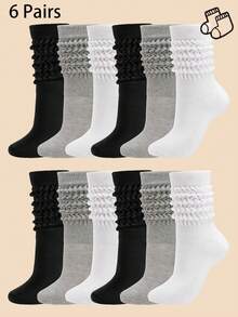 1/3/6/12 Pairs Toddler Socks Girls Slouch Knee High Socks Kids Long Athletic Crew Socks, Black White Grey Slouch Socks, Back To School Teenagers Socks, Halloween Christmas Xmas Gift Winter Warm Autumn Socks - Multicolor - View 16