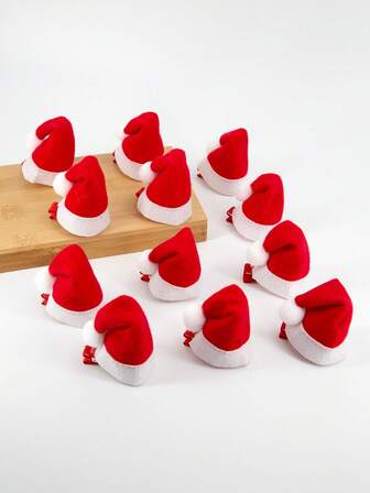 12个/包 优雅圣诞涤纶3D发夹，适合圣诞节佩戴