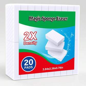 Swiftower 20 Pack Magic Sponges Erasers, 2X Density Long Lasting Melamine Sponge In Bulk, Household Cleaning Supplies, Kitchen Sponge For Bathroom, Wall, Shoe, Car, Dish, Sink, Shower Cleaner Tool
