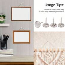 100pcs Heavy Duty Thumb Tacks, Flat Push Pins Bulletin Board Upholstery Tacks Decorative Nails Thumbtacks Wall Hanging Photos Home Furniture Sofa Crafts Office Decor Silver