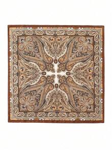 1pc Women Scarf Simple Printed 70cm Square Scarf, New Stylish Bandana For Women, Versatile Waist Tie, Hair Accessory Witch Silk Scarves - Màu Khaki - Xem 3
