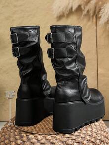 Oversized Leg Shaft Boots, Sweet & Cool Style, Chunky Platform, Over-The-Knee High Shaft Riding Boots