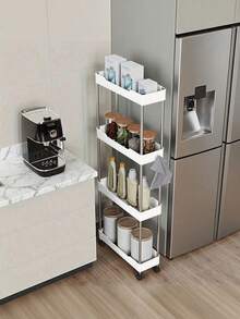 1 件节省空间的 3/4 层储物架，浴室收纳架，落地式多功能搁架，适用于浴室、厨房、办公室、客厅，易于组装，可移动，馈赠佳品