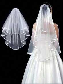 Voal de mireasă cu legături contrastante, voal de mireasă alb pentru nuntă