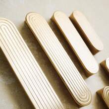 2pcs Elegant Golden Brass Cabinet Handles - Sleek Modern Drawer Pulls With Striped Design, Durable Metal Knobs For Kitchen, Bathroom, Wardrobe & Dresser Doors, Furniture Hardware, Knobs For Cabinets And Drawers
