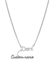 Custom Shiny Matte Name Necklace With Box Chain; Personalized Charming Sandblasted English Letter Name Necklace With Star Coil; Stainless Steel Creative Handmade Minimalist Cursive Letter Name Pendant, Suitable For Family Holiday Wear; Her Favorite Birthday Gift, Valentine's Day Gift, Christmas Gift, Mother's Day Gift. - Silver - View 26
