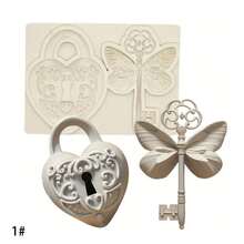 Moldes de silicona DIY para manualidades, con diseños de corazón, cisne, llave, candado, manzana y niña, moldes dedicados para gotas de cristal - Gris Claro - Ver 15