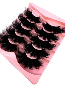 AMSDCN 2 Boxes Of 5 Pairs Of Fluffy Long Eyelashes 3D Artificial Mink Eyelashes Natural Fake Eyelashes Dramatic Softness Curly Eyelashes Eyelash Extension Makeup - Mi tự nhiên - Xem 4