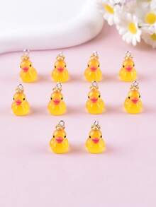 10pcs Assorted Cute 3D Resin Crown, Duck, Bowknot, Duck Eye-Glasses, Tree Jewelry Pendant, Earring, Necklace Accessories - Multicolor - View 9