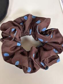1pc Polka Dot Casual Polyester Hair Scrunchie, Versatile, Coffee Color, Suitable For All Seasons ,Hair Ties ,Scrunchy Hair Ties Ponytail Head Accessories Elastic Band - Multicolor - View 4