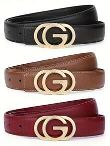 1/2pcs New Women's Belt With The Letter "G" Button, The Women's Fashionable, Simple And Versatile Denim Suit Belt, And The Elegant Waist