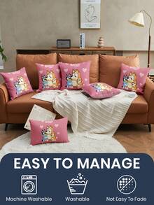 Bluey 1/2/4pcs Brui Pillow Case, Soft Decorative Pillow Cover, Linen Pillowcase, Bedding, Brui Cartoon Pattern Pillowcase, Zipper Closure, Suitable For Sofa, Bedroom, Living Room Home Decor - Multicolor - View 8