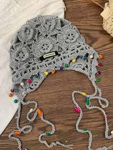 Boho Bohemian Retro Handmade Tassel Fashion Ball Red Knitted Wool Hat, Warm Headband Hat With Ear Protection For Winter, Unisex Knit Beanie Warm Thermal Outdoor Hat For Skiing And Traveling, Random Style And Color