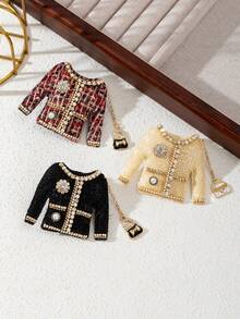 1pc Elegant Handmade Fabric Brooch, College Badge Design, Luxury Jewelry Brooch Pin, Suitable For Daily Wear, Gift For Dates - Retro - View 6