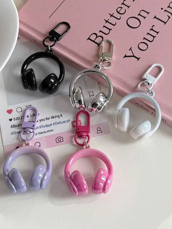 1 pieza Colgante de auriculares 3D simple y fresco, accesorio creativo y minimalista para bolso, regalo para el mejor amigo en Navidad