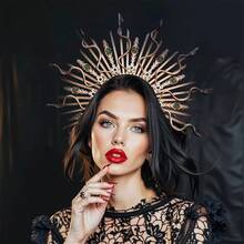 1 pièce Serre-tête Méduse d'Halloween, coiffe de costume de déesse aux serpents, couronne gothique pour fête, cosplay, accessoire photo - Vert - Voir 1