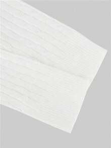 Suéter de punto acanalado ajustado de manga larga con cuello en V suave, estilo Y2K, básico, para otoño/invierno - Blanco - Ver 7