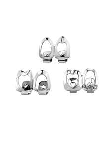 3pcs Golden & Silver Heart Hollow Teeth Grillz Set, Hip Hop Dental Caps With Star & Rhinestone Design, Fashion Jewelry For Men And Women