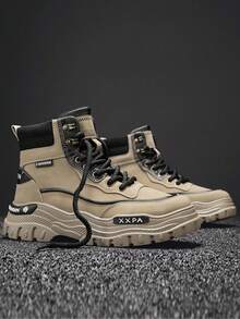 2025 New Men's Hiking Boots, Thick Sole, Anti-Slip, Durable, High-Top, Round Toe, Lace-Up, Soft & Comfortable PU Leather, Waterproof, Oil-Resistant, Fashion Versatile Casual Boots For Outdoor, Hiking, Climbing, Adventure, Comfortable Men's Leather Ankle Boots, Retro Style