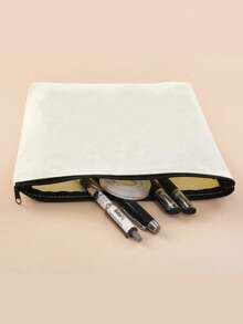 10/1 件帆布拉链袋、DIY 空白布艺铅笔盒、旅行洗漱包、绘画帆布袋、带拉链的空白帆布袋、多用途帆布袋、铅笔盒、帆布化妆包、帆布绘画铅笔盒、手工艺品、帆布化妆包、绘画包、儿童包、工作、学校、旅行铅笔盒、实用 - 彩色 - 查看 11