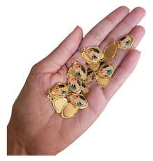 Kit 100 Medalha Mãe Rainha 2cm Resinada Dourada - Dourado - Visão 2
