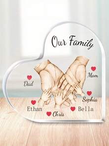 1pc Personalized Acrylic Family Member Hand Ornaments - Custom 3-6 Names Keepsakes, Desk Decorative Sign For Living Room, Bedroom And Office - Gift For Mom & Dad - Ideal Gift For Family On Mother'S Day, Father'S Day, Birthdays And Anniversary,Christmas Gifts, New Year Gifts.