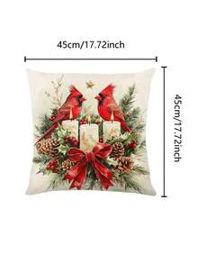 1pc Christmas Bird Table Runner, Christmas Decorative Table Runner, Christmas Linen-Like Table Runner, Table Runner, Table Runner, 1pc Table Runner, 4pcs Placemats, 1pc Pillow Cover, 3 Products Available, Seasonal Home Decor Indoor & Outdoor For Winter, Christmas Party, Christmas Room Decor - Multicolor - View 9
